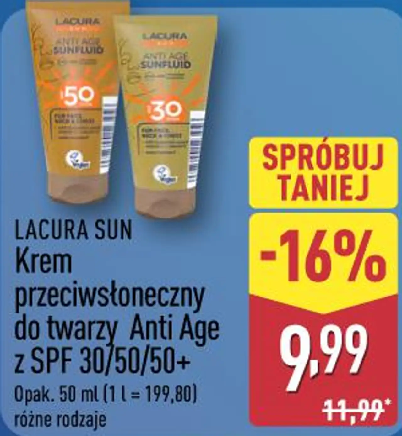Krem przeciwsłoneczny do twarzy Anti Age z SPF 30/50/50+ LACURA SUN