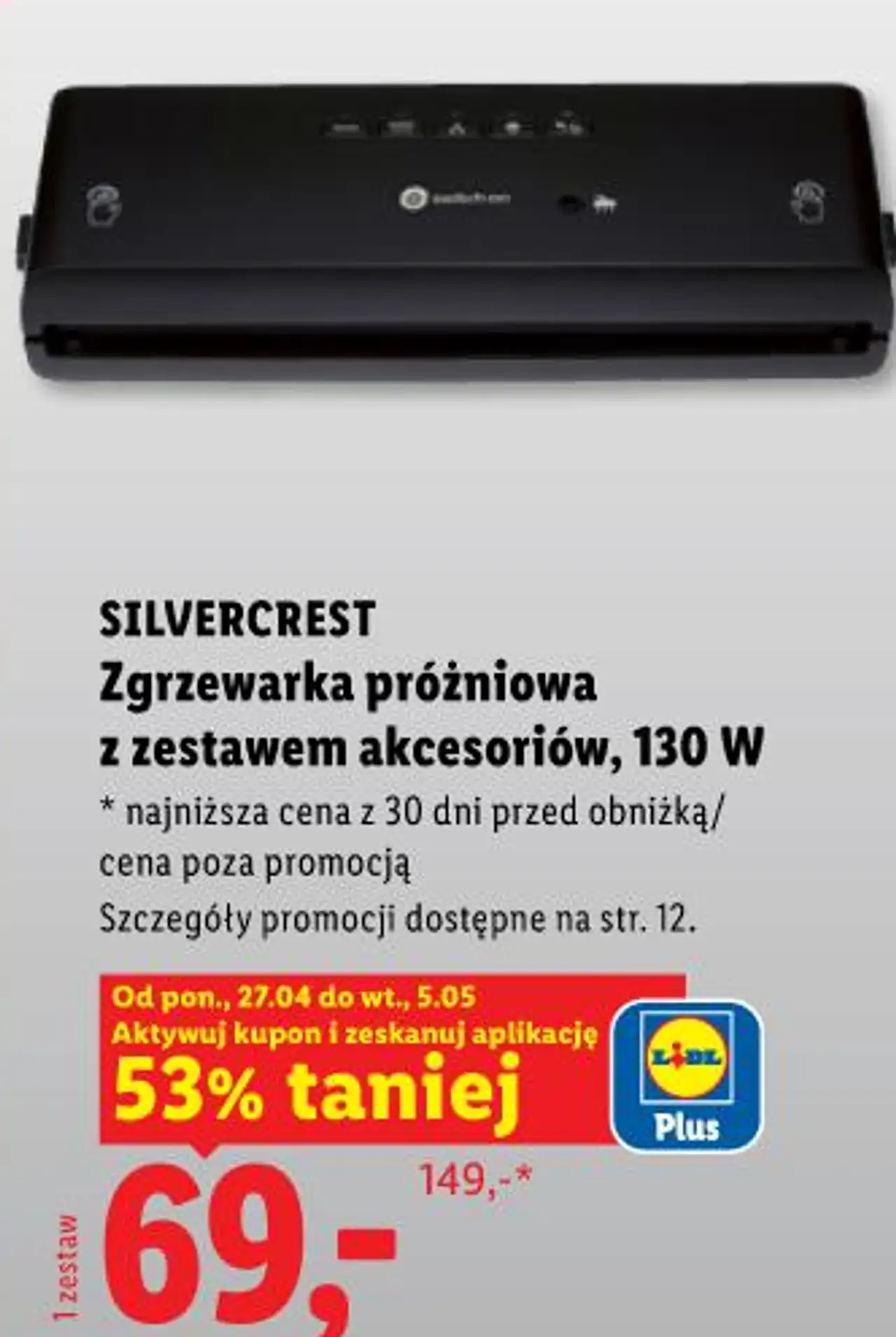 Silvercrest Zgrzewarka próżniowa z zestawem akcesoriów, 130 W