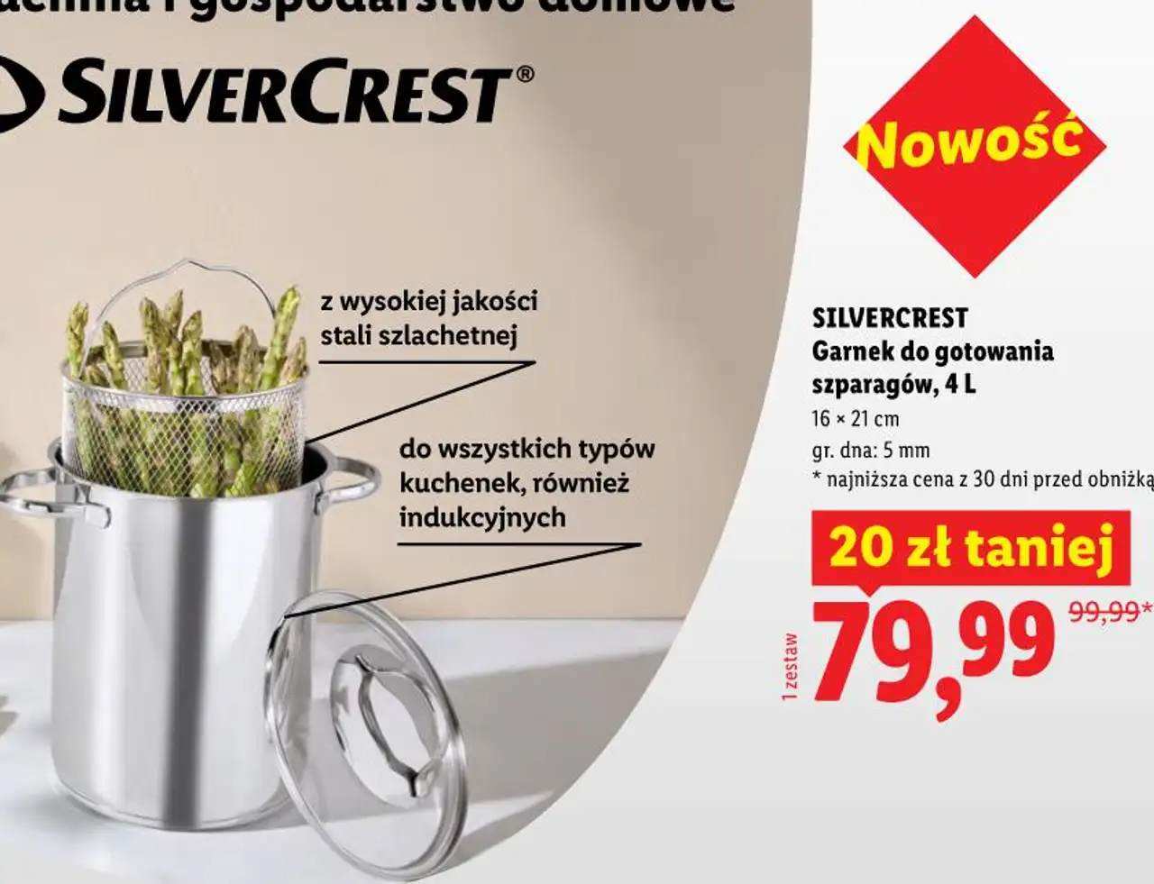 SILVERCREST Garnek do gotowania szparagów, 4 L