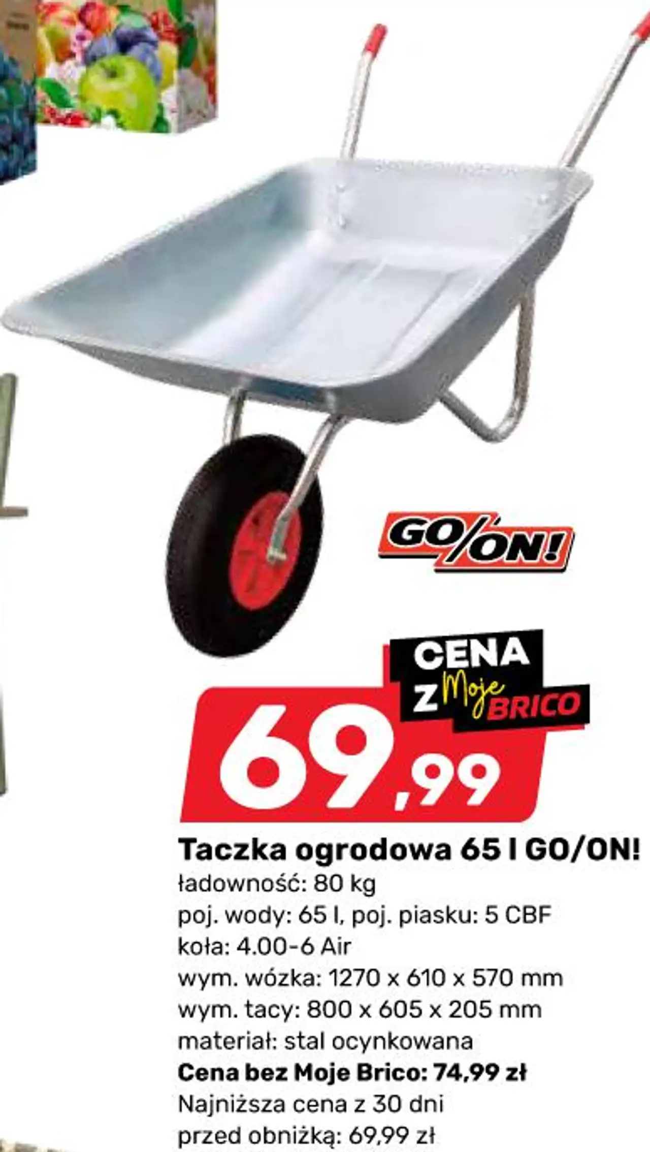 Taczka ogrodowa 65 l GO/ON!