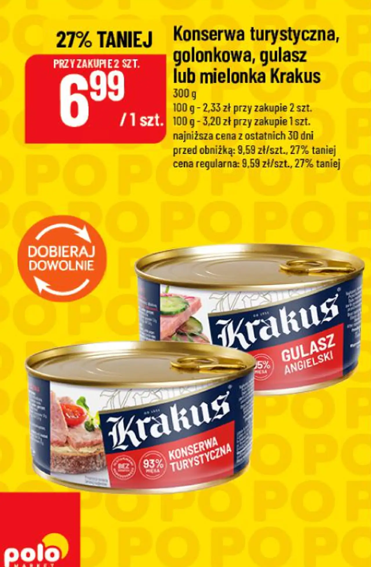 Konserwa turystyczna, golonkowa, gulasz lub mielonka Krakus