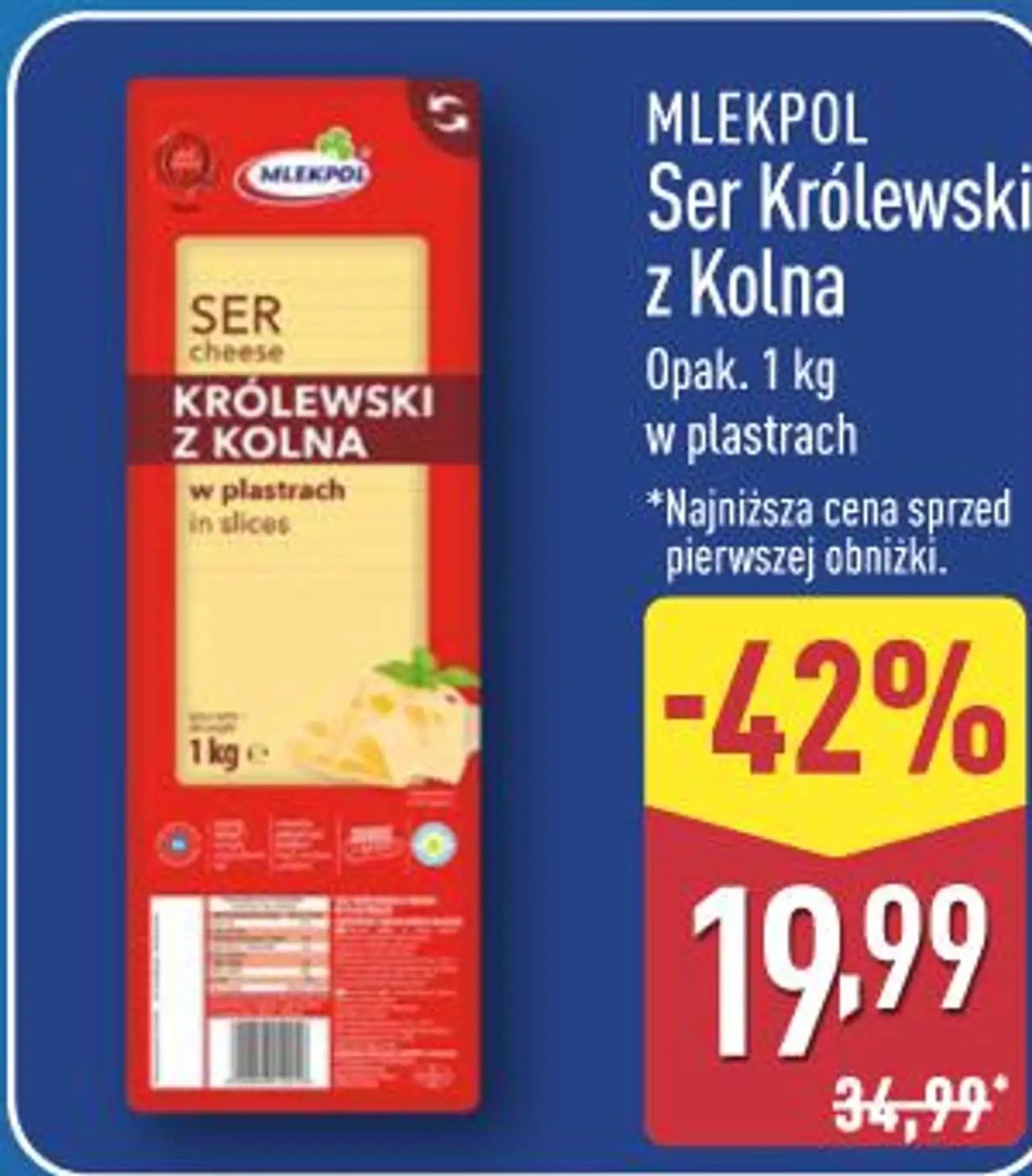 Ser Królewski z Kolna w plastrach Mlekpol