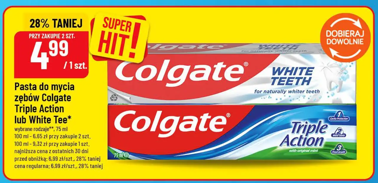 Pasta do mycia zębów Colgate Triple Action lub White Tee*