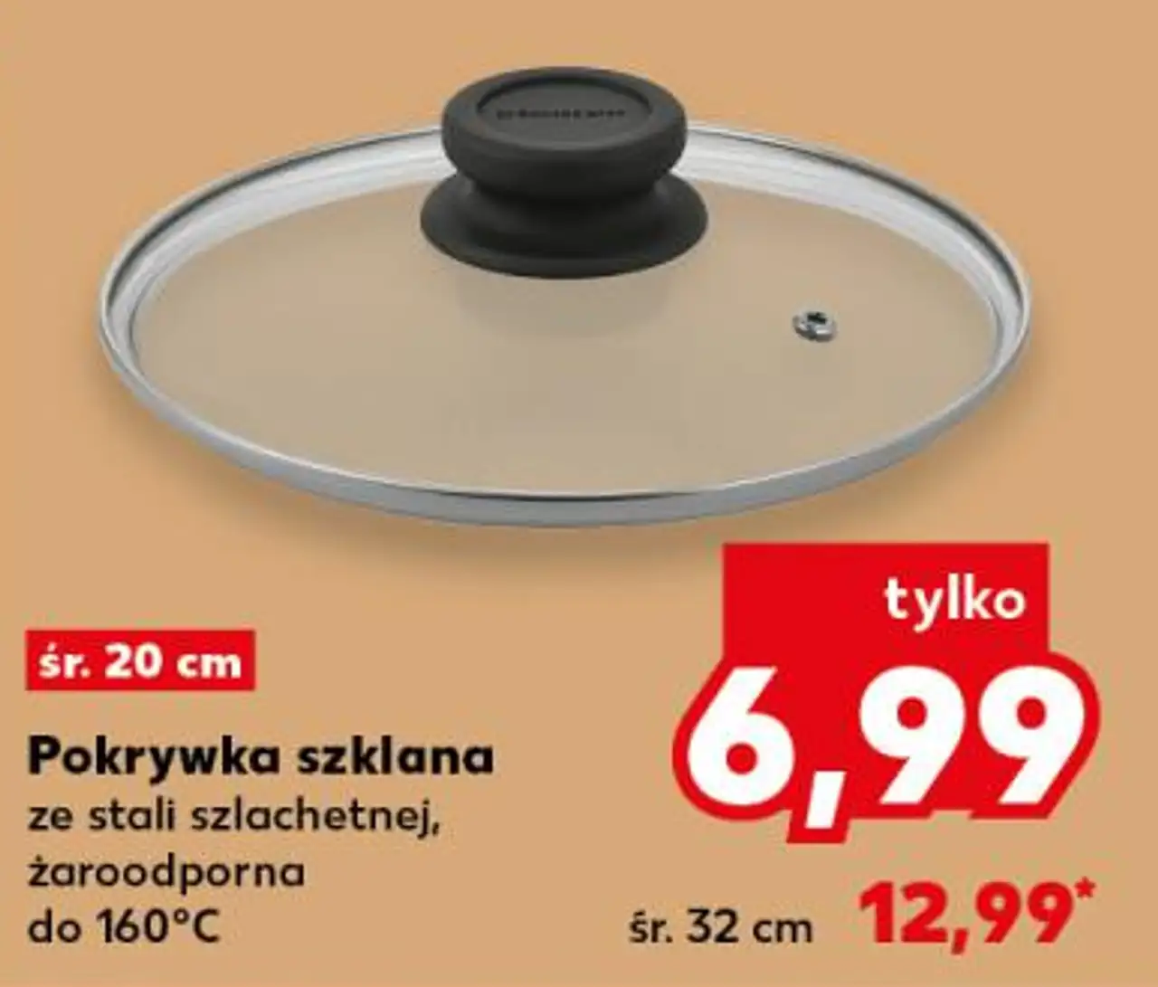 Pokrywka szklana ze stali szlachetnej, żaroodporna do 160°C