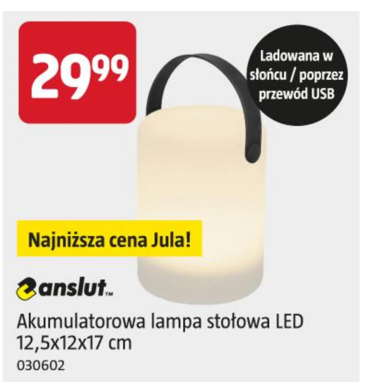 Akumulatorowa lampa stołowa LED 12,5x12x17 cm