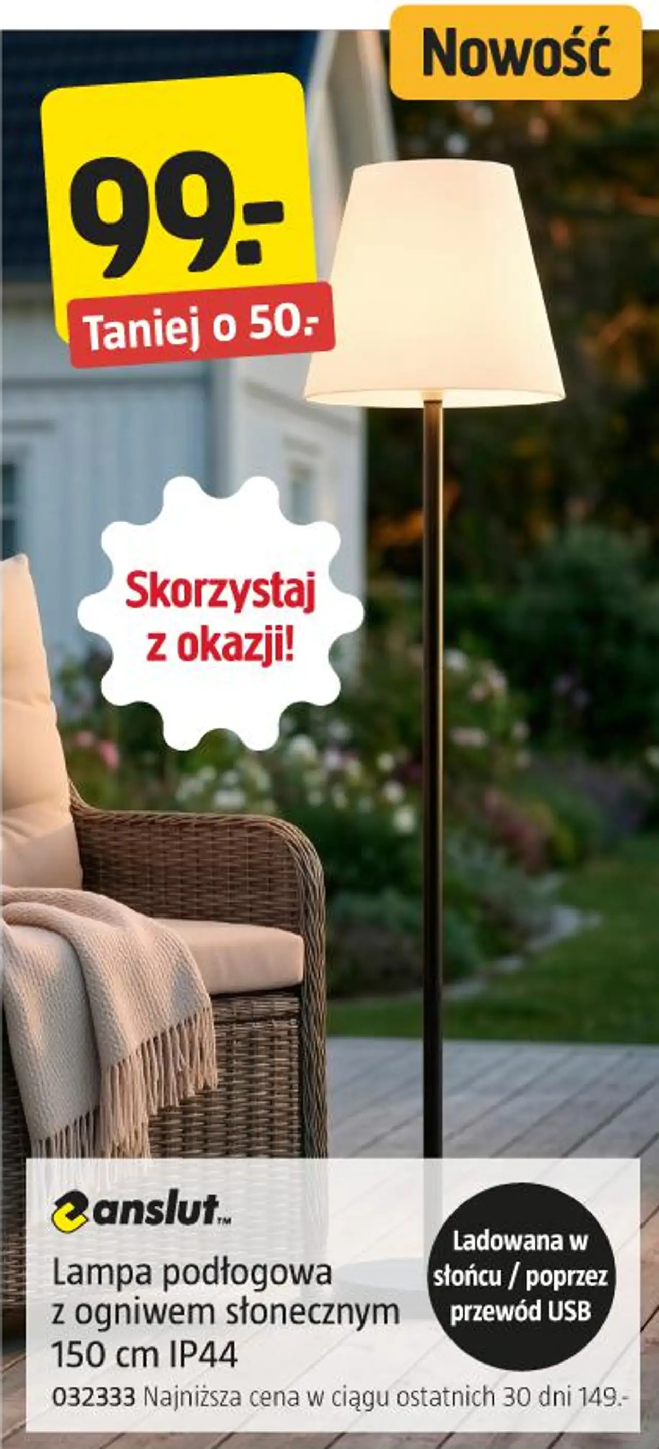 anslut Lampa podłogowa z ogniwem słonecznym 150 cm IP44