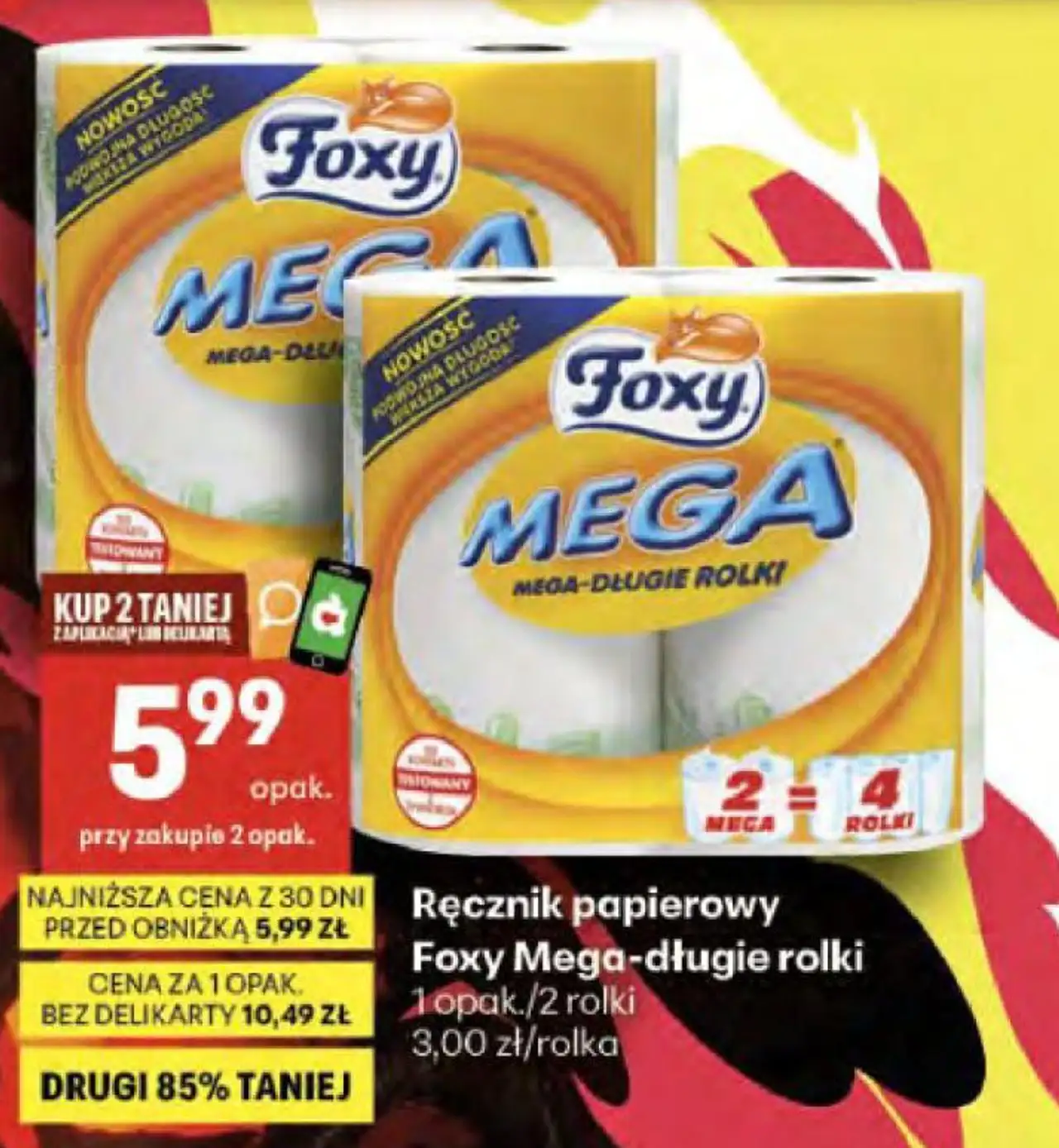 Ręcznik papierowy Foxy Mega - długie rolki