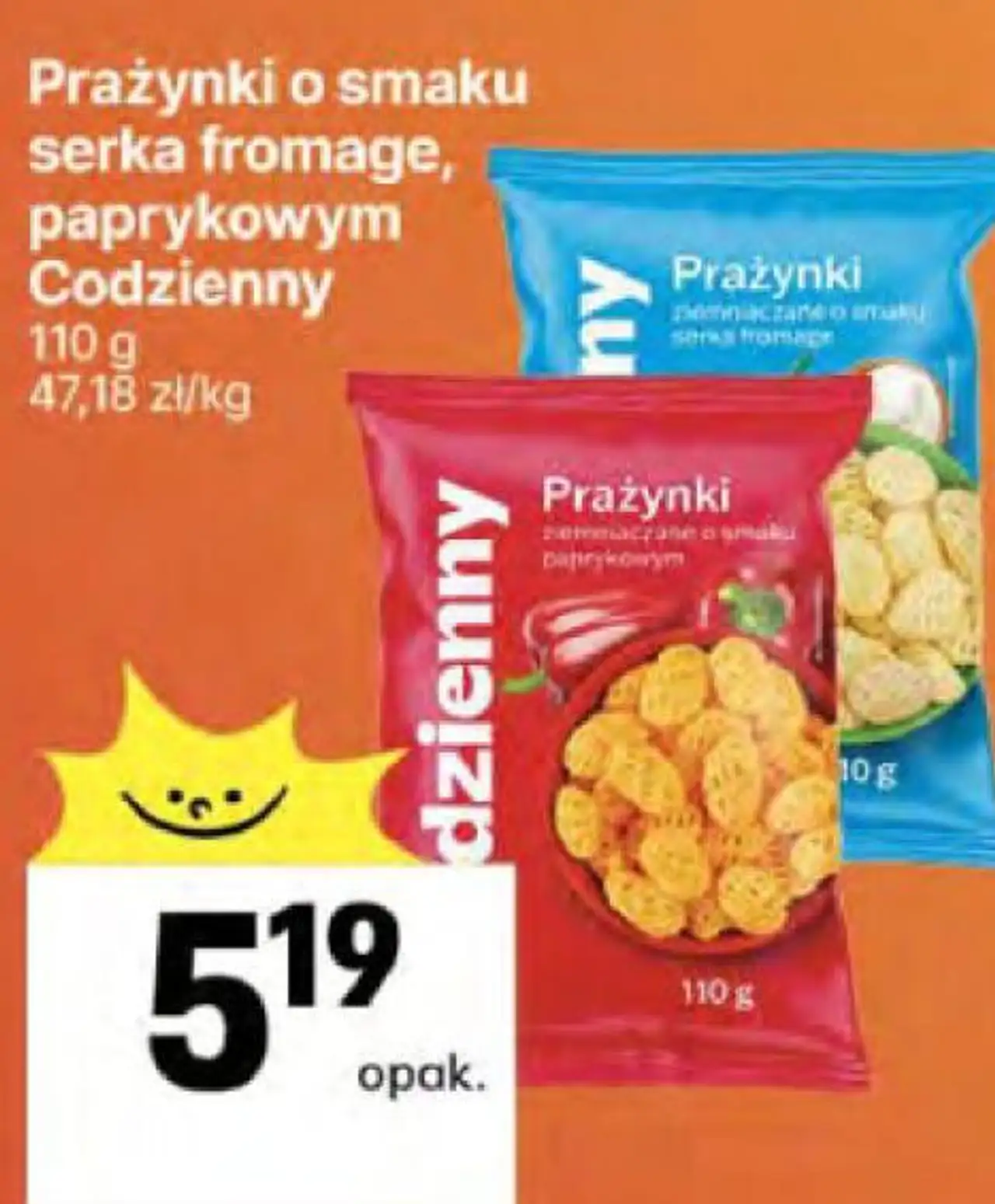 Prażynki o smaku serka fromage, paprykowym Codzienny