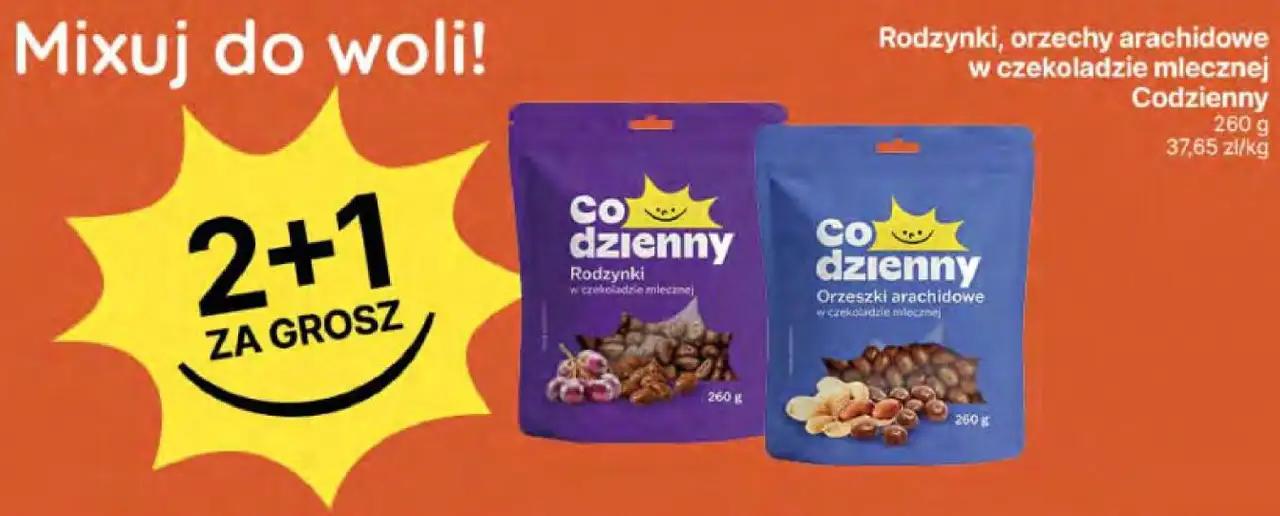 Rodzynki, orzechy arachidowe w czekoladzie mlecznej Codzienny