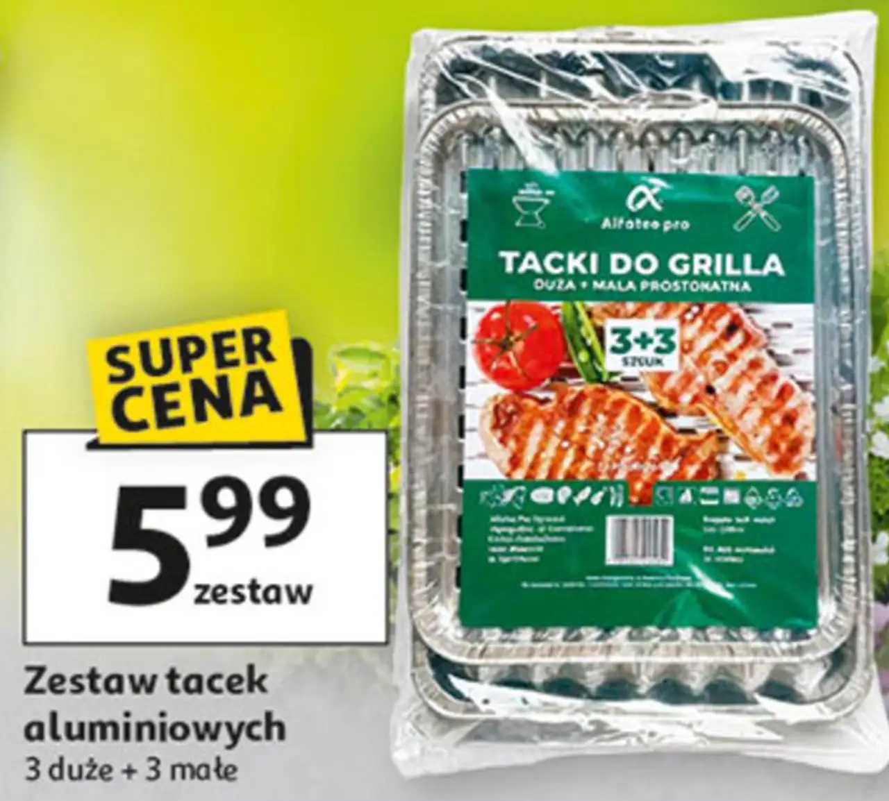 Zestaw tacek aluminiowych 3 duże + 3 małe