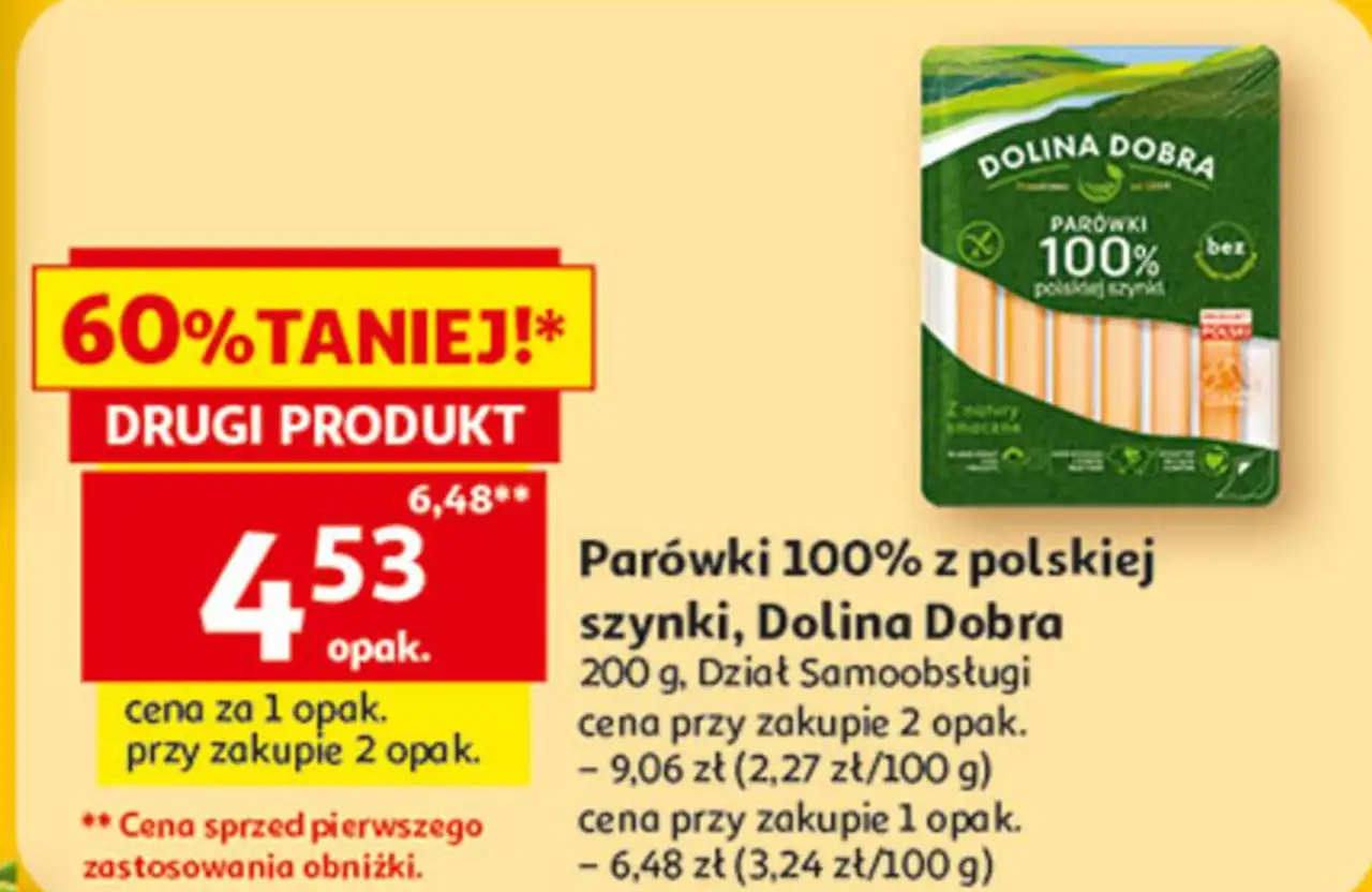 Parówki 100% z polskiej szynki, Dolina Dobra