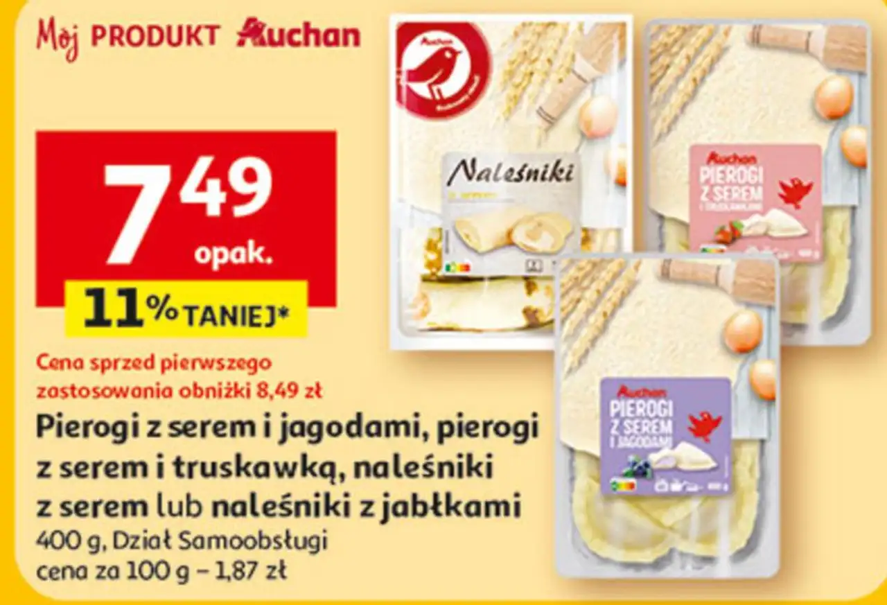 Pierogi z serem i jagodami, pierogi z serem i truskawką, naleśniki z serem lub naleśniki z jabłkami