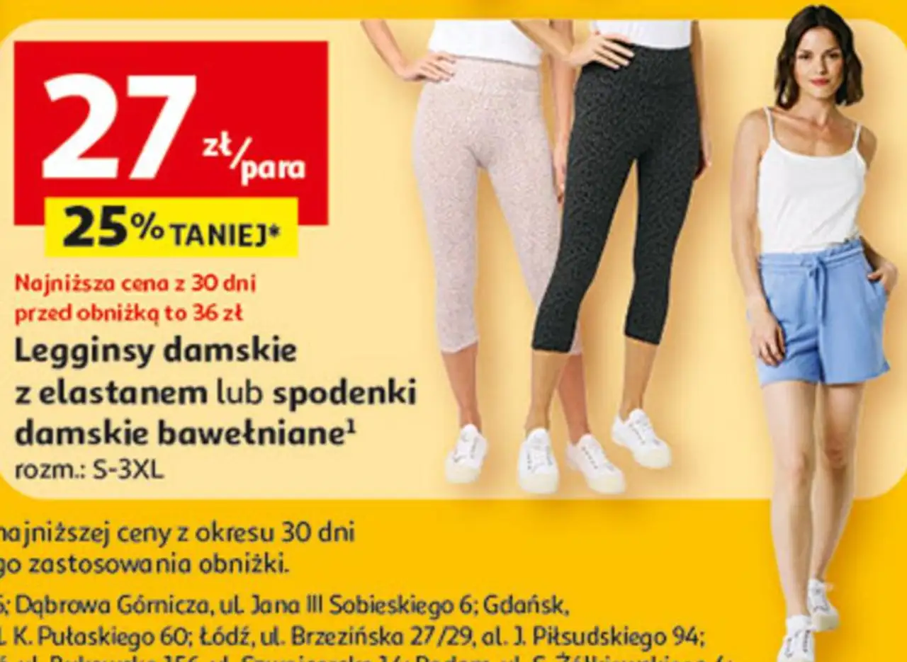 Legginsy damskie z elastanem lub spodenki damskie bawełniane Inextenso
