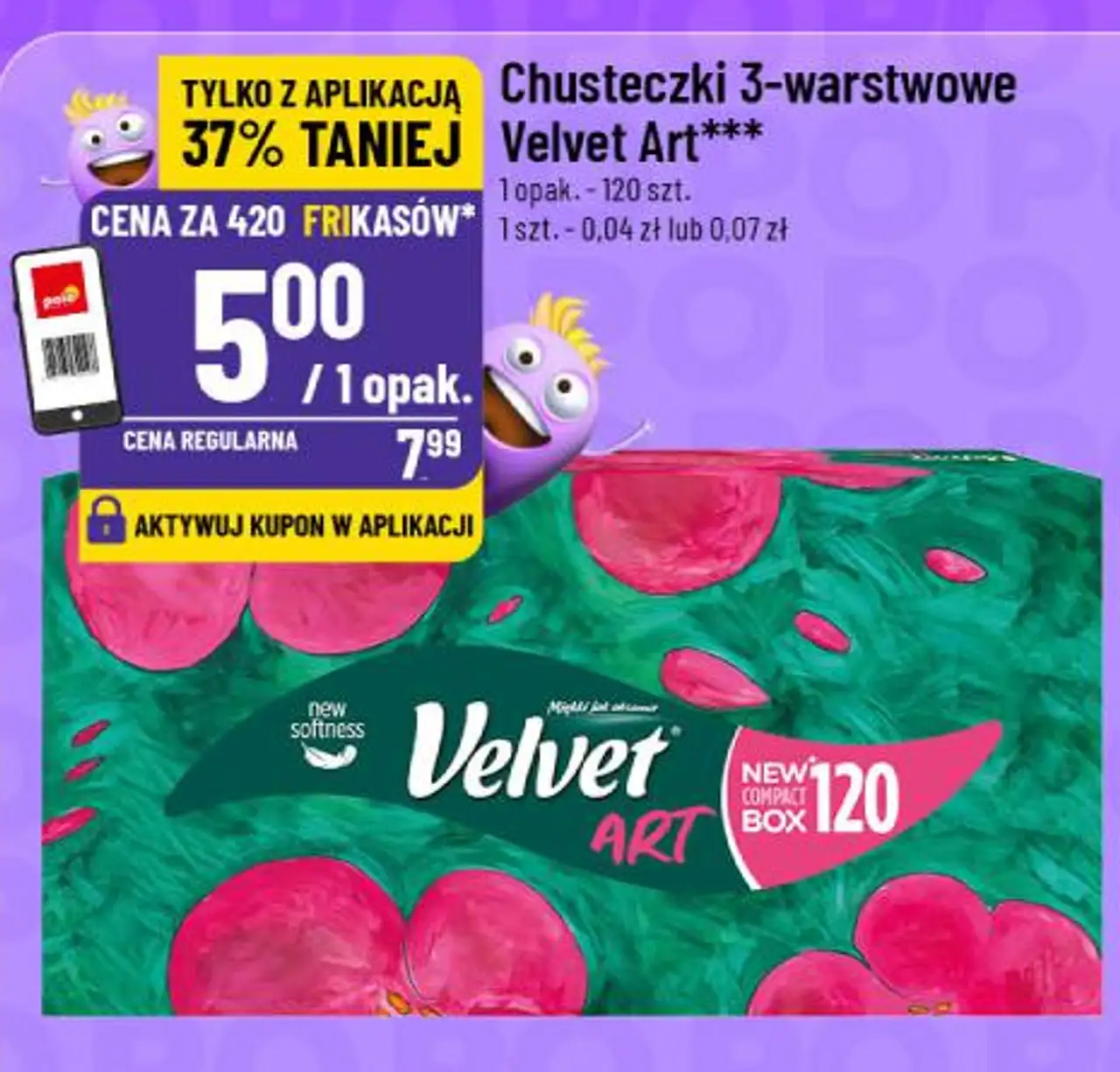 Chusteczki 3-warstwowe Velvet Art***
