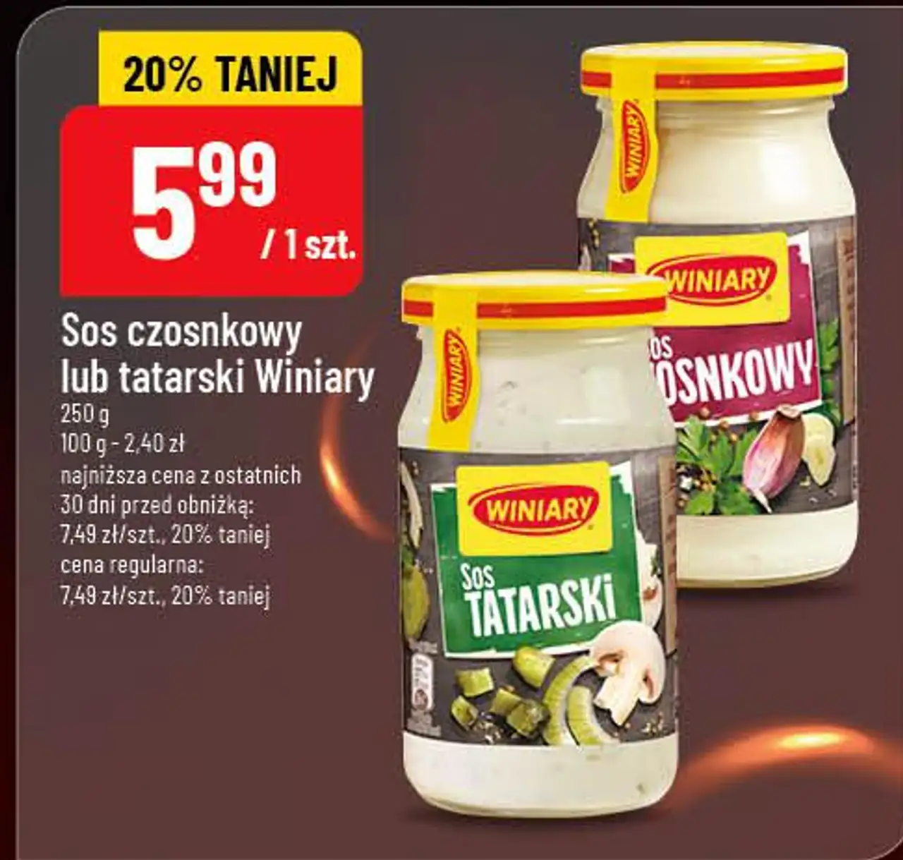 Sos czosnkowy lub tatarski Winiary