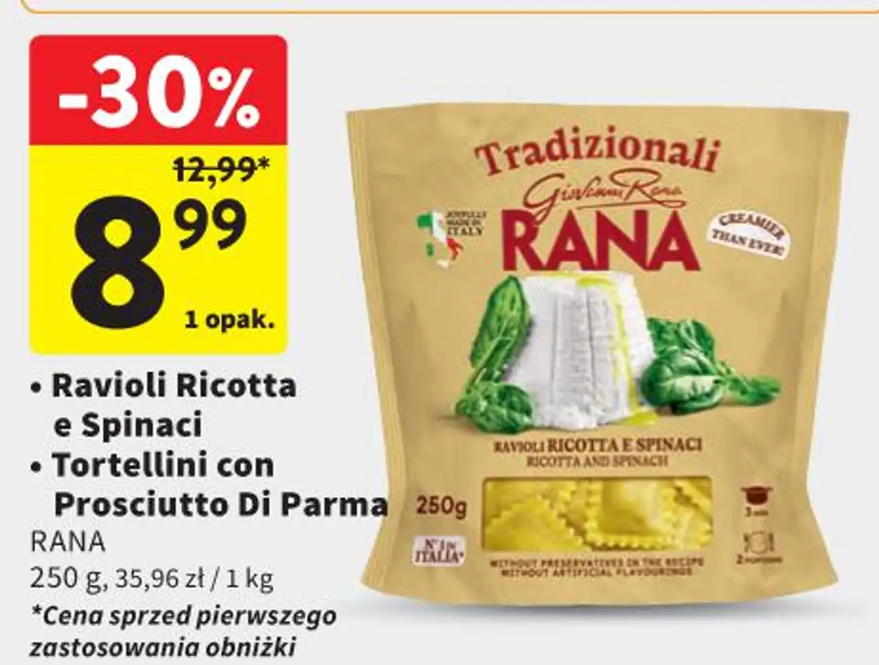 Ravioli Ricotta e Spinaci / Tortellini con Prosciutto Di Parma RANA 250 g