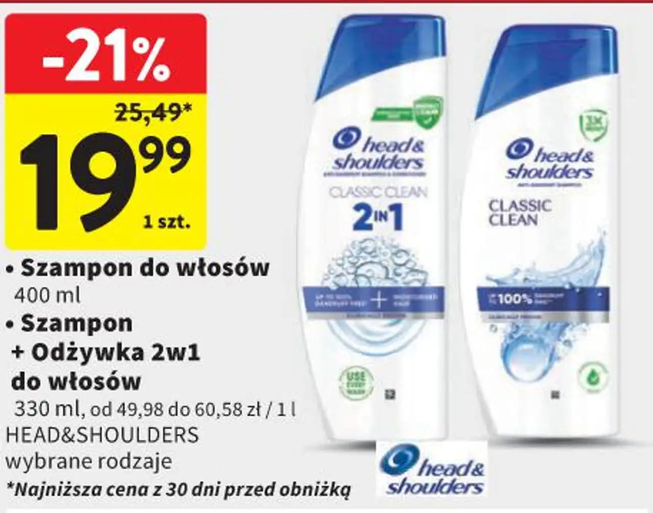 Szampon do włosów / Szampon + Odżywka 2w1 do włosów HEAD&SHOULDERS