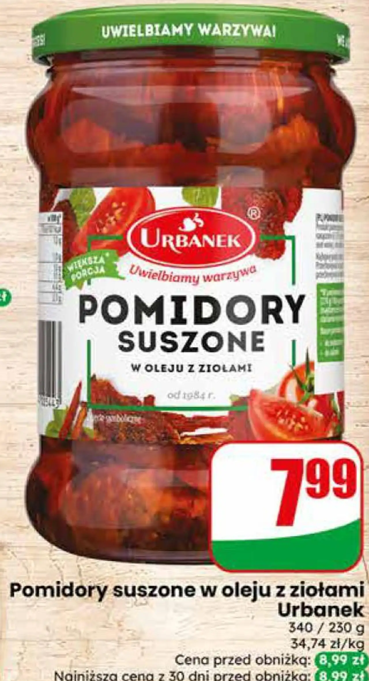 Pomidory suszone w oleju z ziołami Urbanek 340 / 230 g