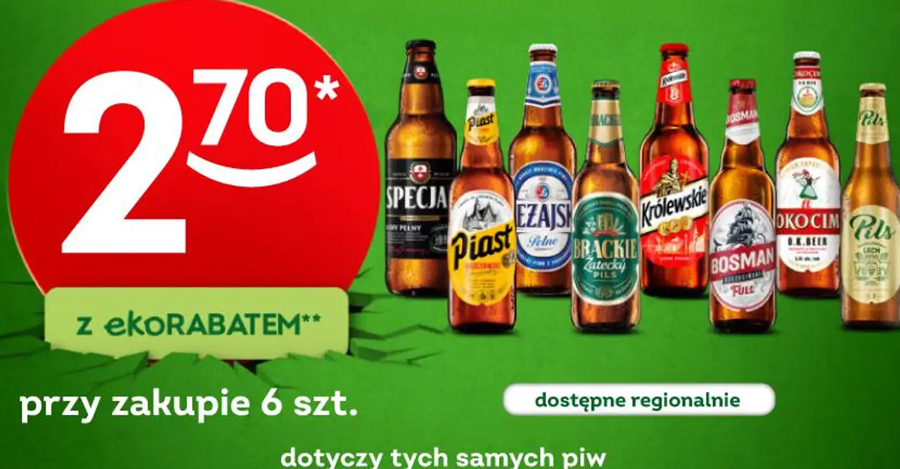 Piwa regionalne (Specjal, Piast, Leżajsk, Brackie, Królewskie, Bosman, Okocim, Pils)