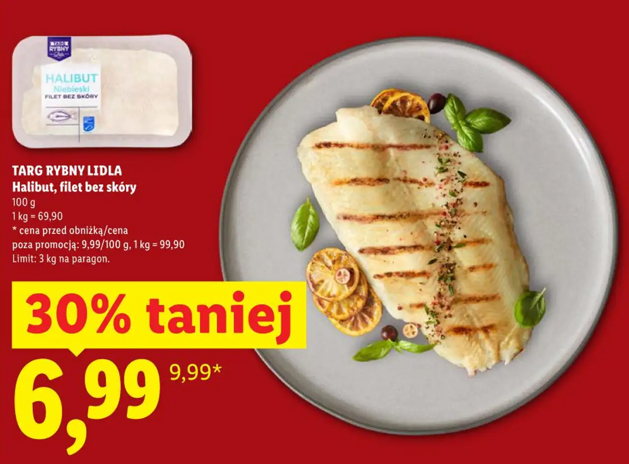 TARG RYBNY LIDLA Halibut, filet bez skóry