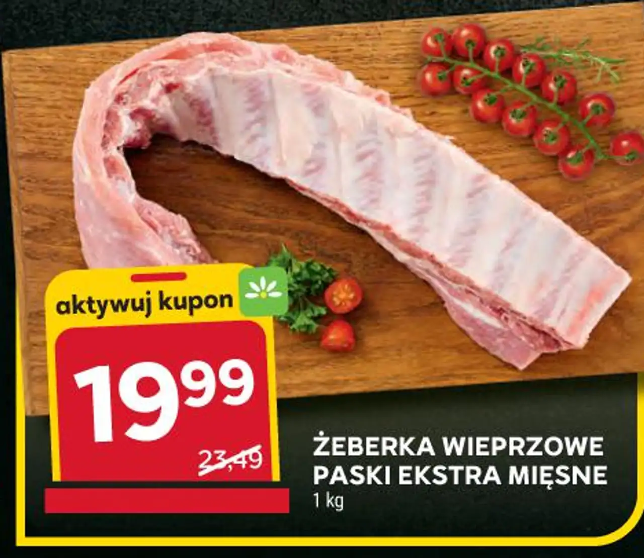 ŻEBERKA WIEPRZOWE PASKI EKSTRA MIĘSNE 1 kg