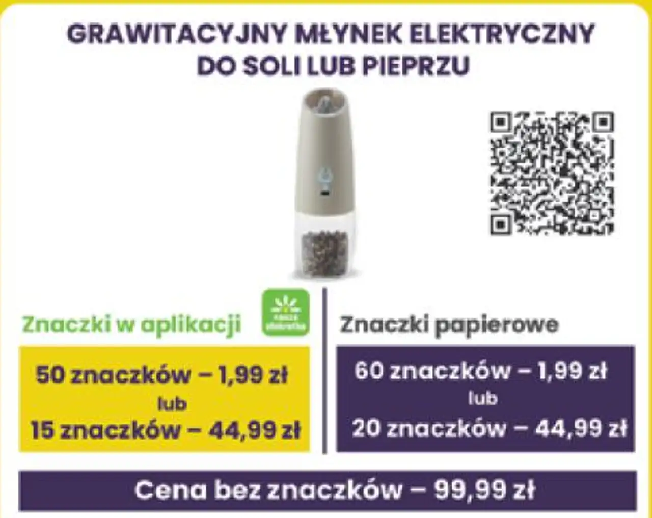 GRAWITACYJNY MŁYNEK ELEKTRYCZNY DO SOLI LUB PIEPRZU