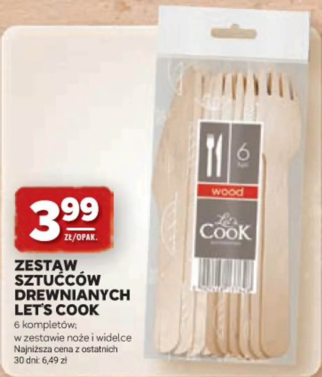 ZESTAW SZTUĆCÓW DREWNIANYCH LET'S COOK