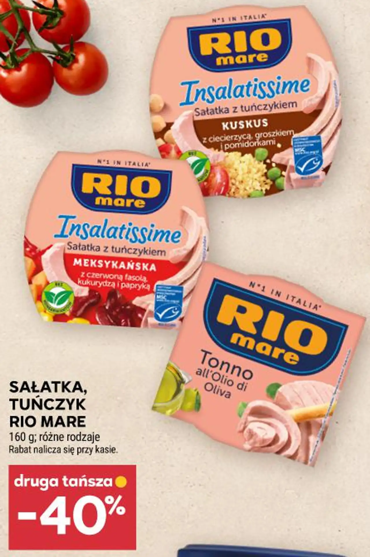 SAŁATKA, TUŃCZYK RIO MARE 160 g; różne rodzaje