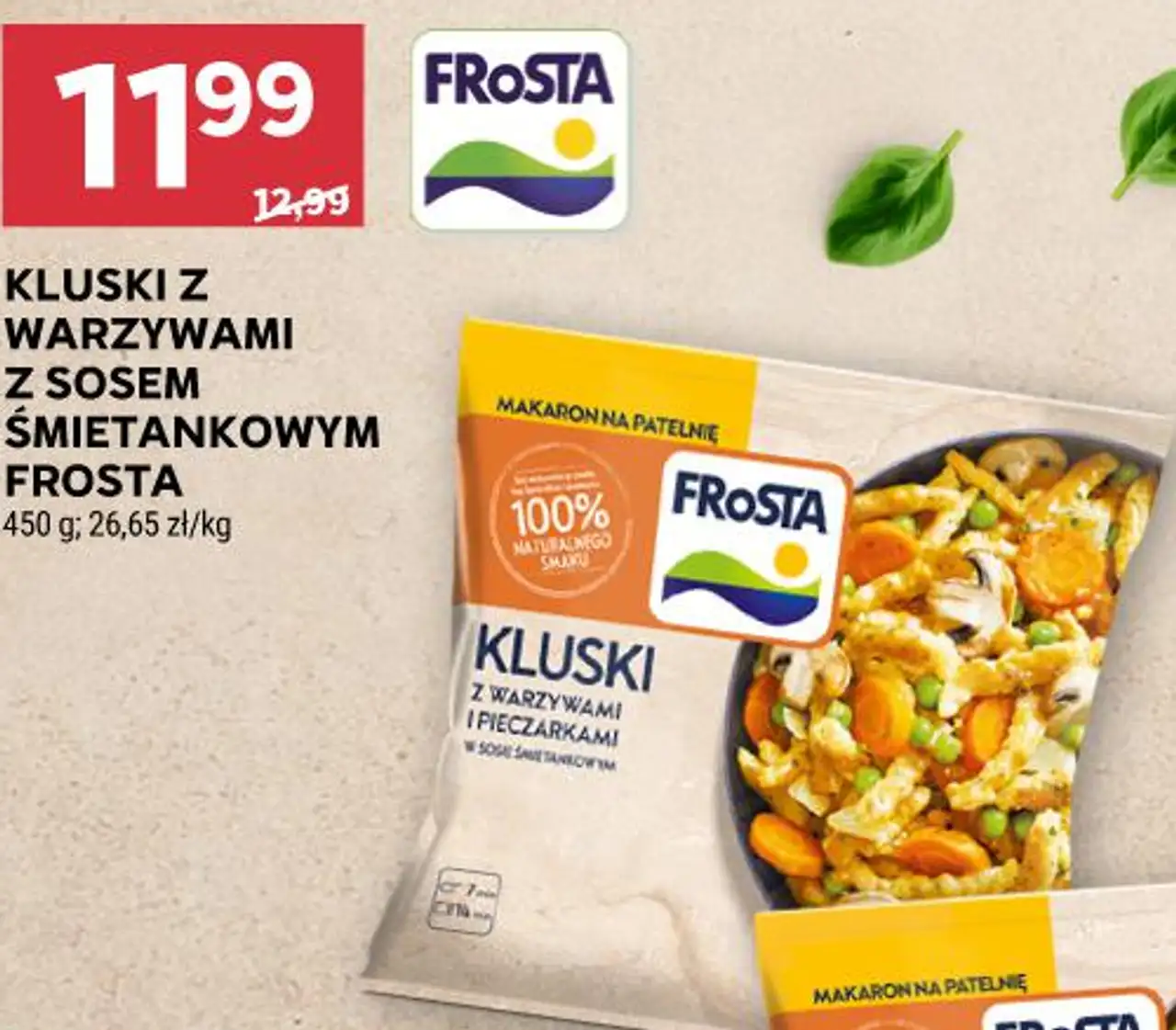 KLUSKI Z WARZYWAMI Z SOSEM ŚMIETANKOWYM FROSTA