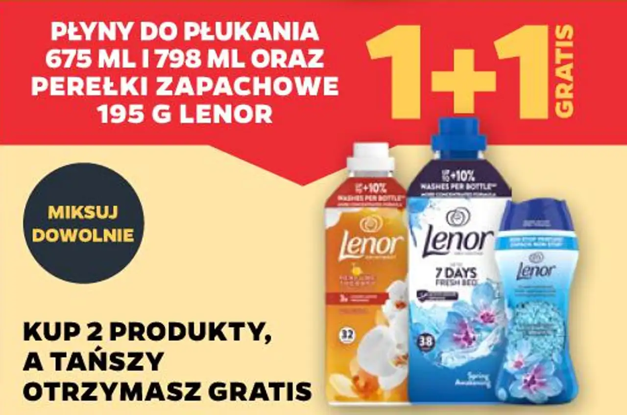 Płyny do płukania 675 ML i 798 ML oraz perełki zapachowe 195 G LENOR