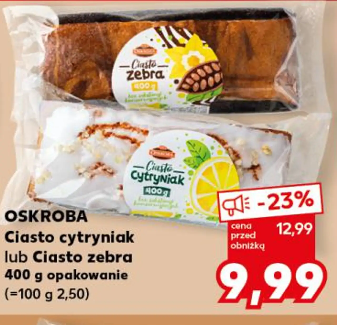 OSKROBA Ciasto cytryniak lub Ciasto zebra 400 g