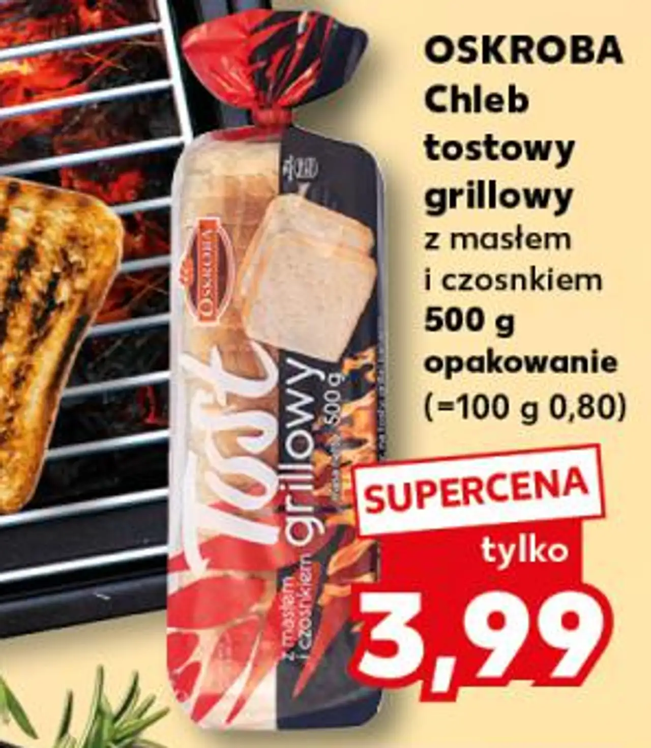 OSKROBA Chleb tostowy grillowy z masłem i czosnkiem 500 g opakowanie