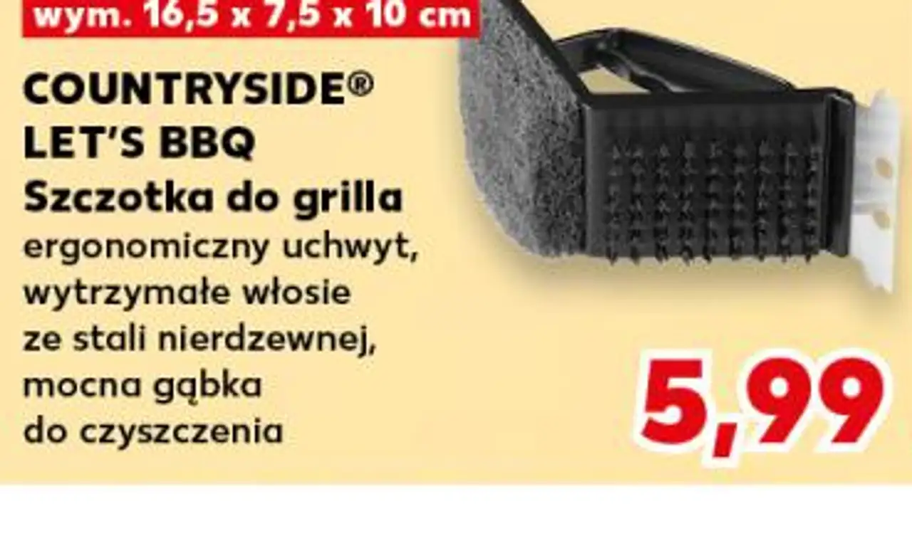 Szczotka do grilla ergonomiczny uchwyt, wytrzymałe włosie ze stali nierdzewnej, mocna gąbka do czyszczenia
