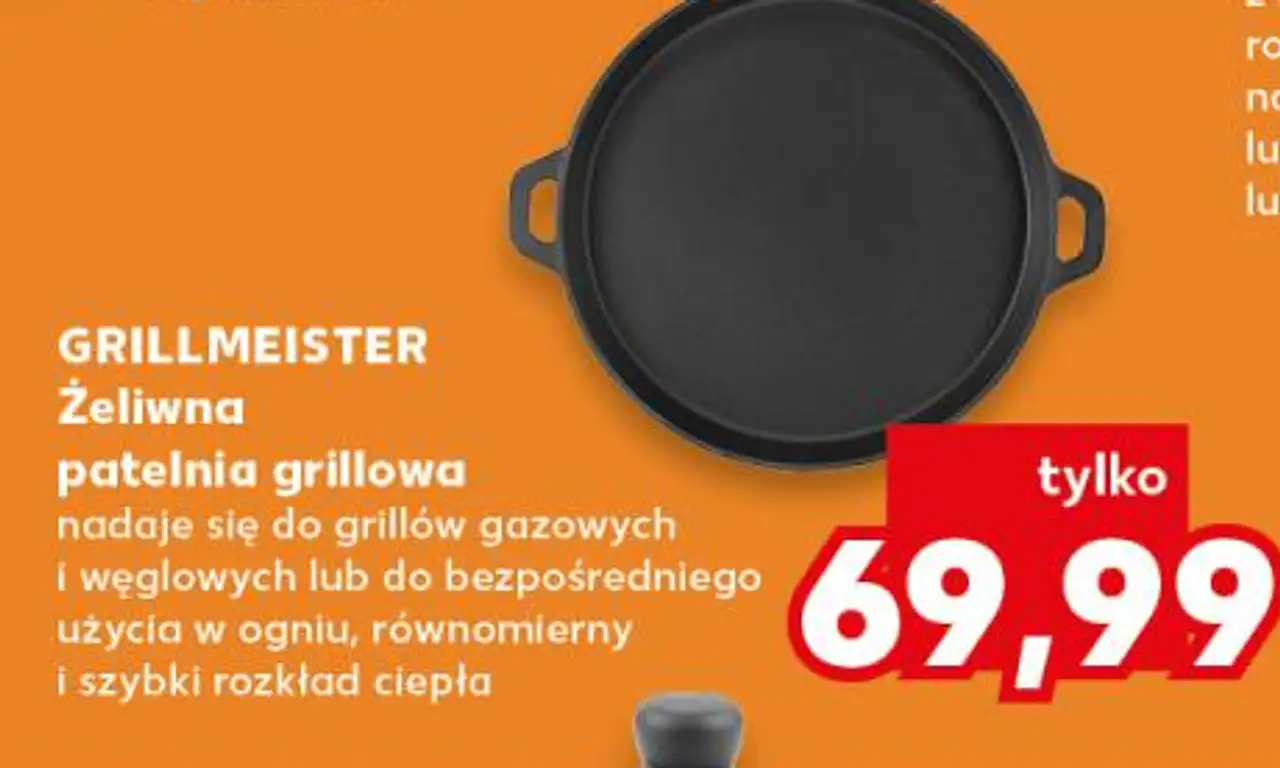 GRILLMEISTER Żeliwna patelnia grillowa nadaje się do grillów gazowych i węglowych lub do bezpośredniego użycia w ogniu, równomierny i szybki rozkład ciepła