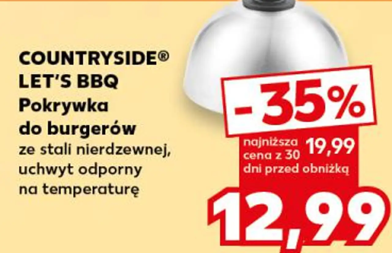 COUNTRYSIDE® LET'S BBQ Pokrywka do burgerów ze stali nierdzewnej, uchwyt odporny na temperaturę