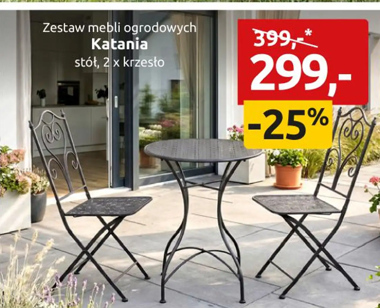 Zestaw mebli ogrodowych Katania stół, 2x krzesło