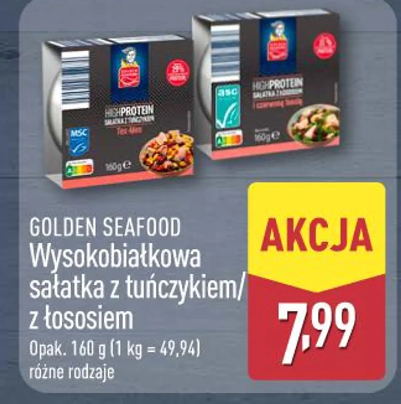GOLDEN SEAFOOD Wysokobiałkowa sałatka z tuńczykiem/ z łososiem