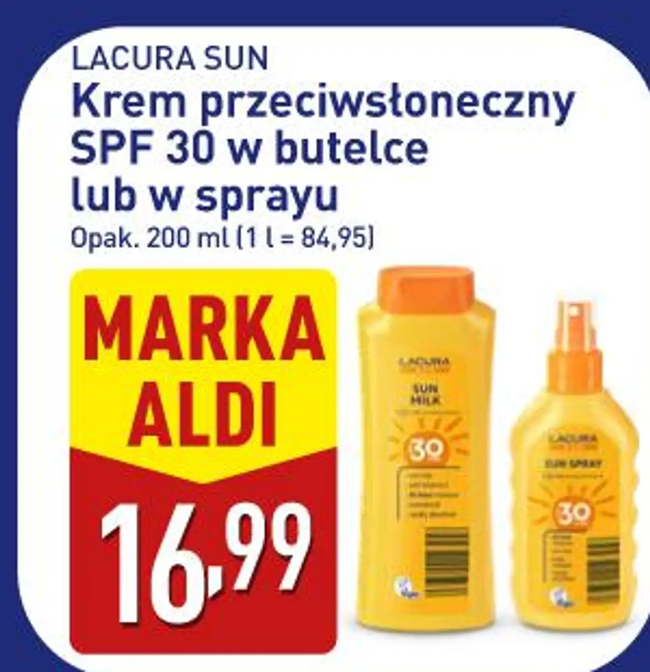 Krem przeciwsłoneczny SPF 30 w butelce lub w sprayu LACURA SUN
