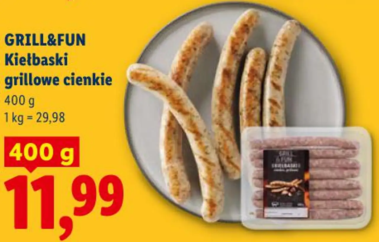 GRILL&FUN Kiełbaski grillowe cienkie 400 g
