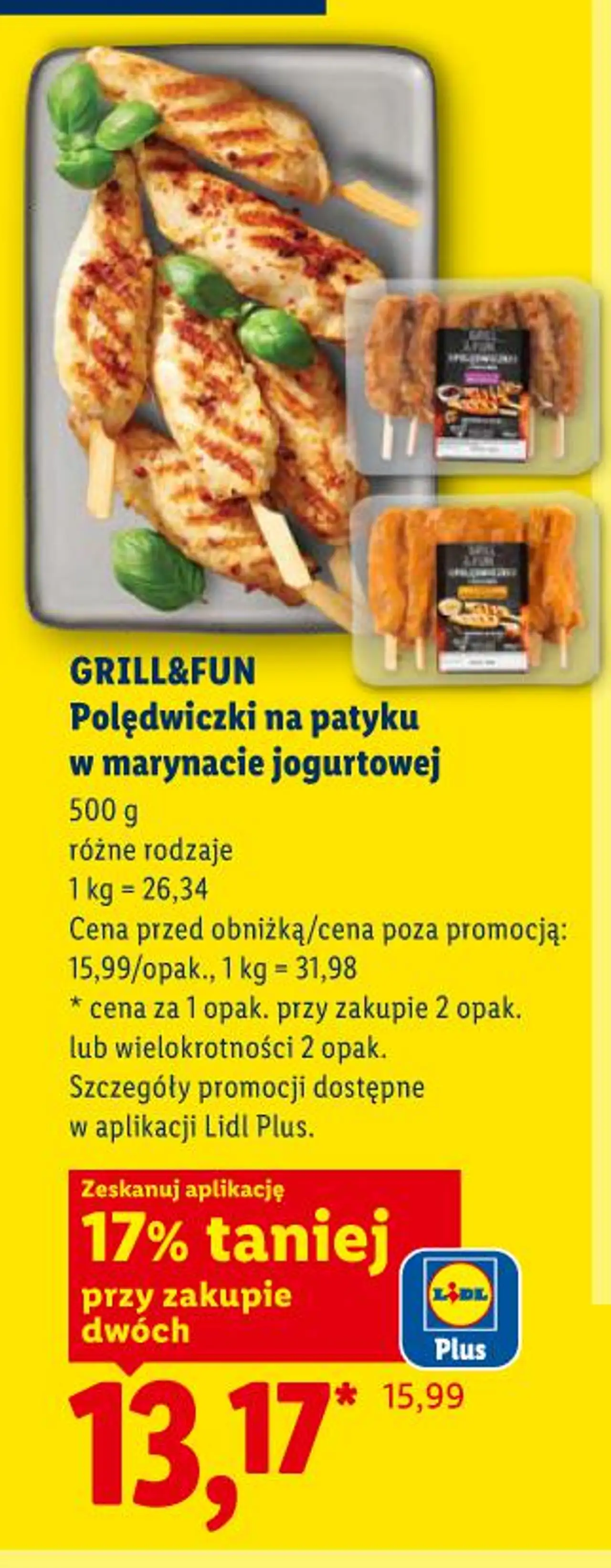 GRILL&FUN Polędwiczki na patyku w marynacie jogurtowej