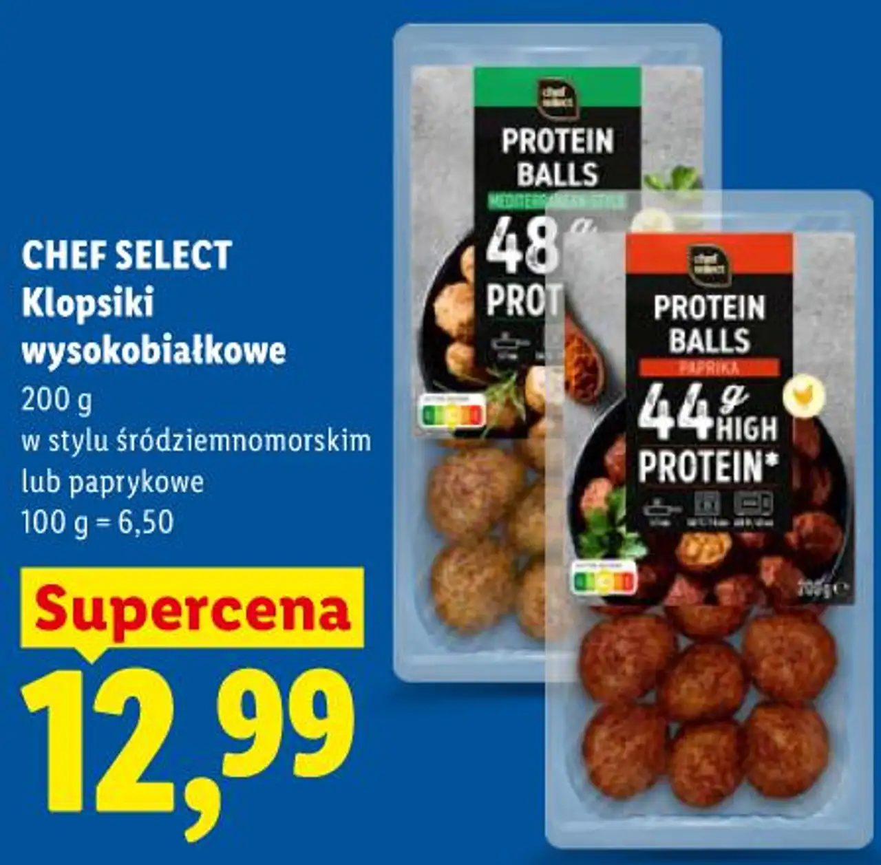CHEF SELECT Klopsiki wysokobiałkowe 200 g w stylu śródziemnomorskim lub paprykowe