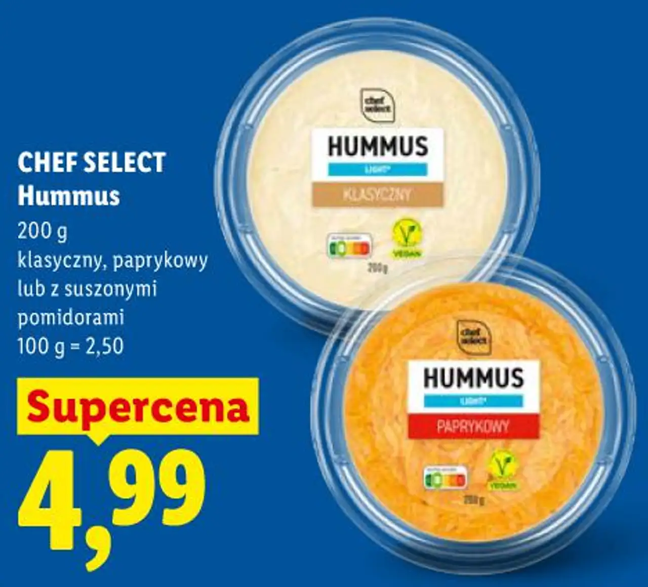 CHEF SELECT Hummus 200 g klasyczny, paprykowy lub z suszonymi pomidorami