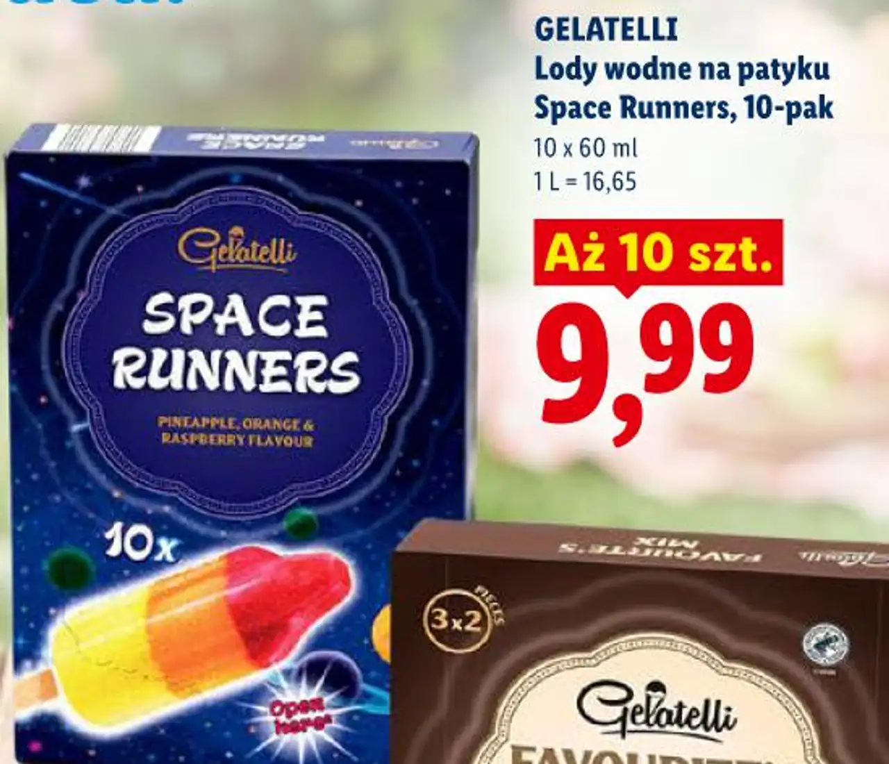 GELATELLI Lody wodne na patyku Space Runners, 10-pak