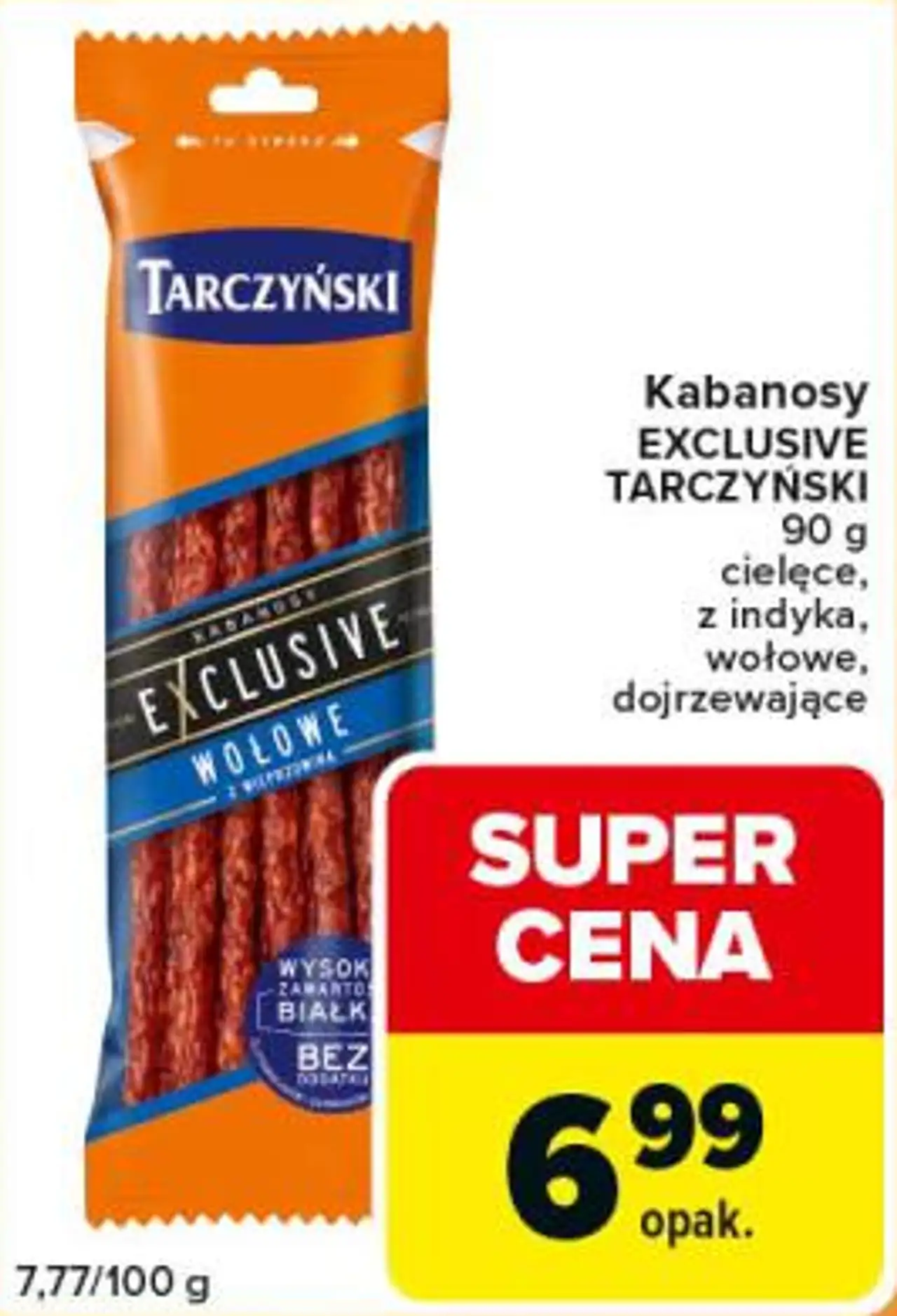 Kabanosy EXCLUSIVE TARCZYŃSKI 90 g cielęce, z indyka, wołowe, dojrzewające