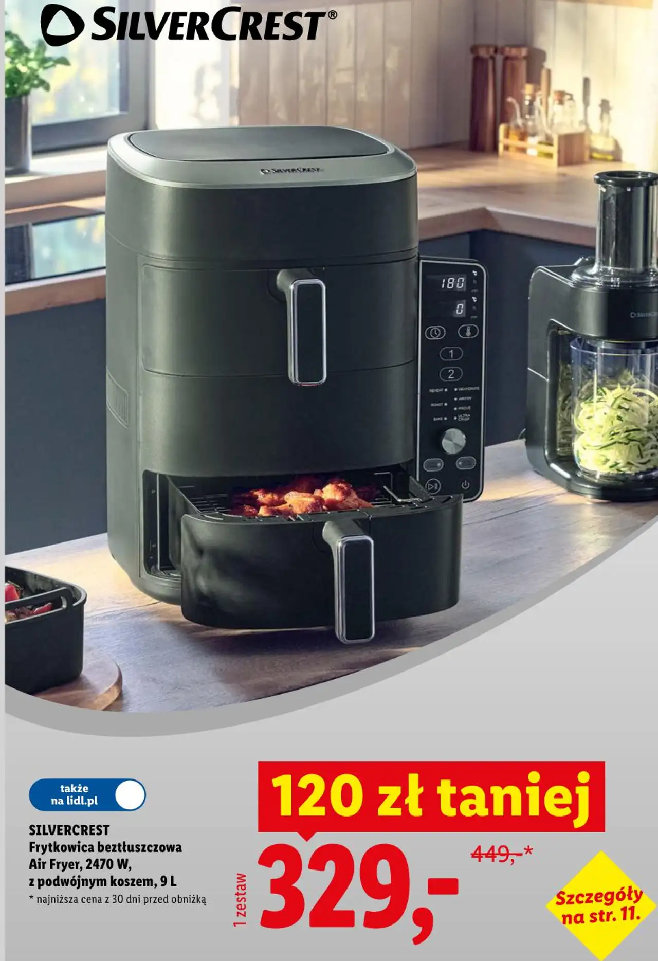 Frytkowica beztłuszczowa Air Fryer, 2470 W, z podwójnym koszem, 9 L SILVERCREST
