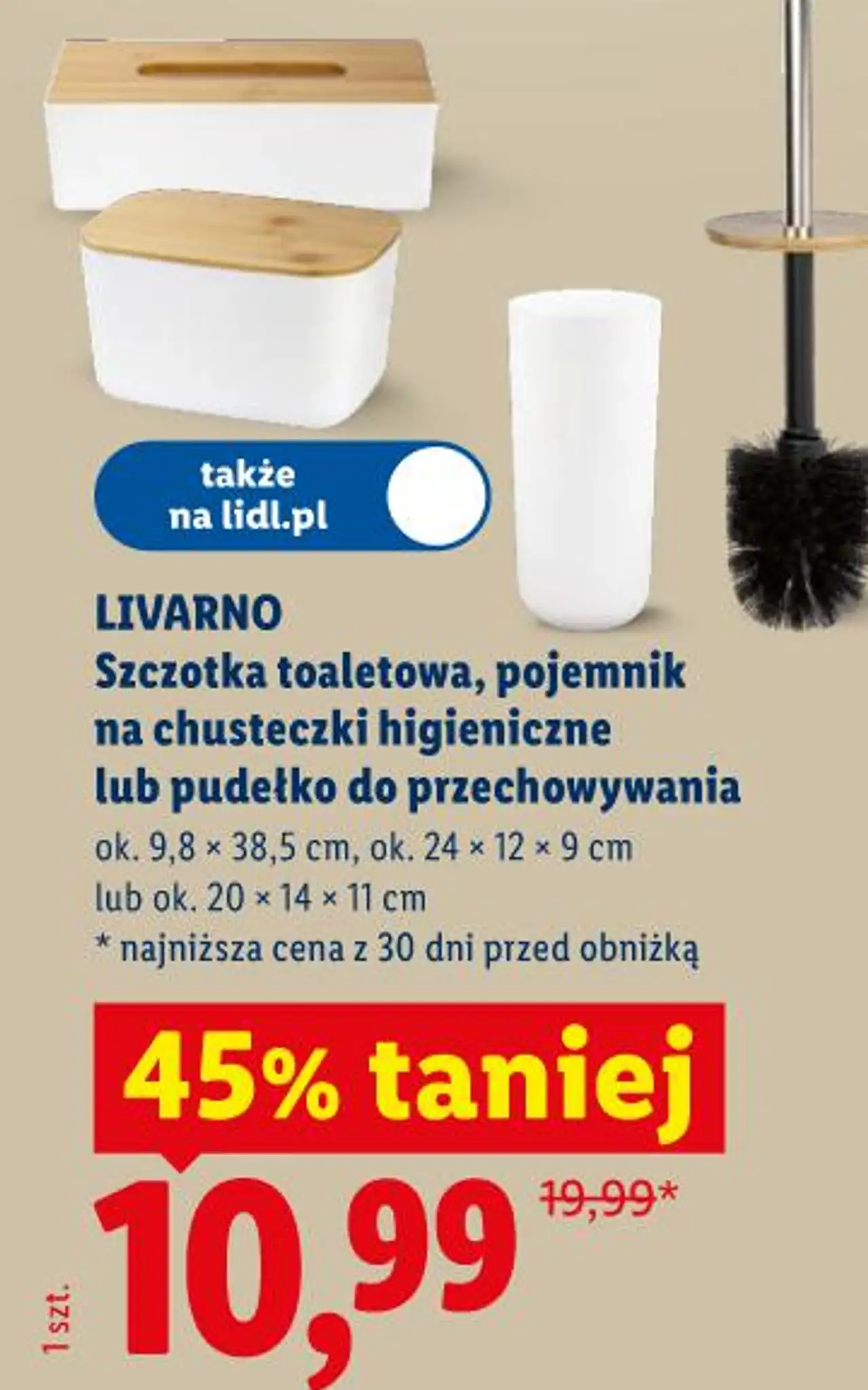 Szczotka toaletowa, pojemnik na chusteczki higieniczne lub pudełko do przechowywania