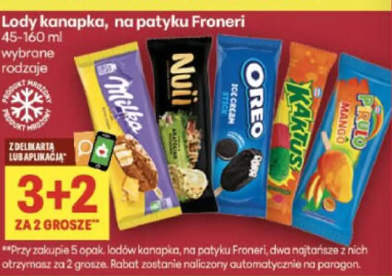 Lody kanapka, na patyku Froneri 3 + 2