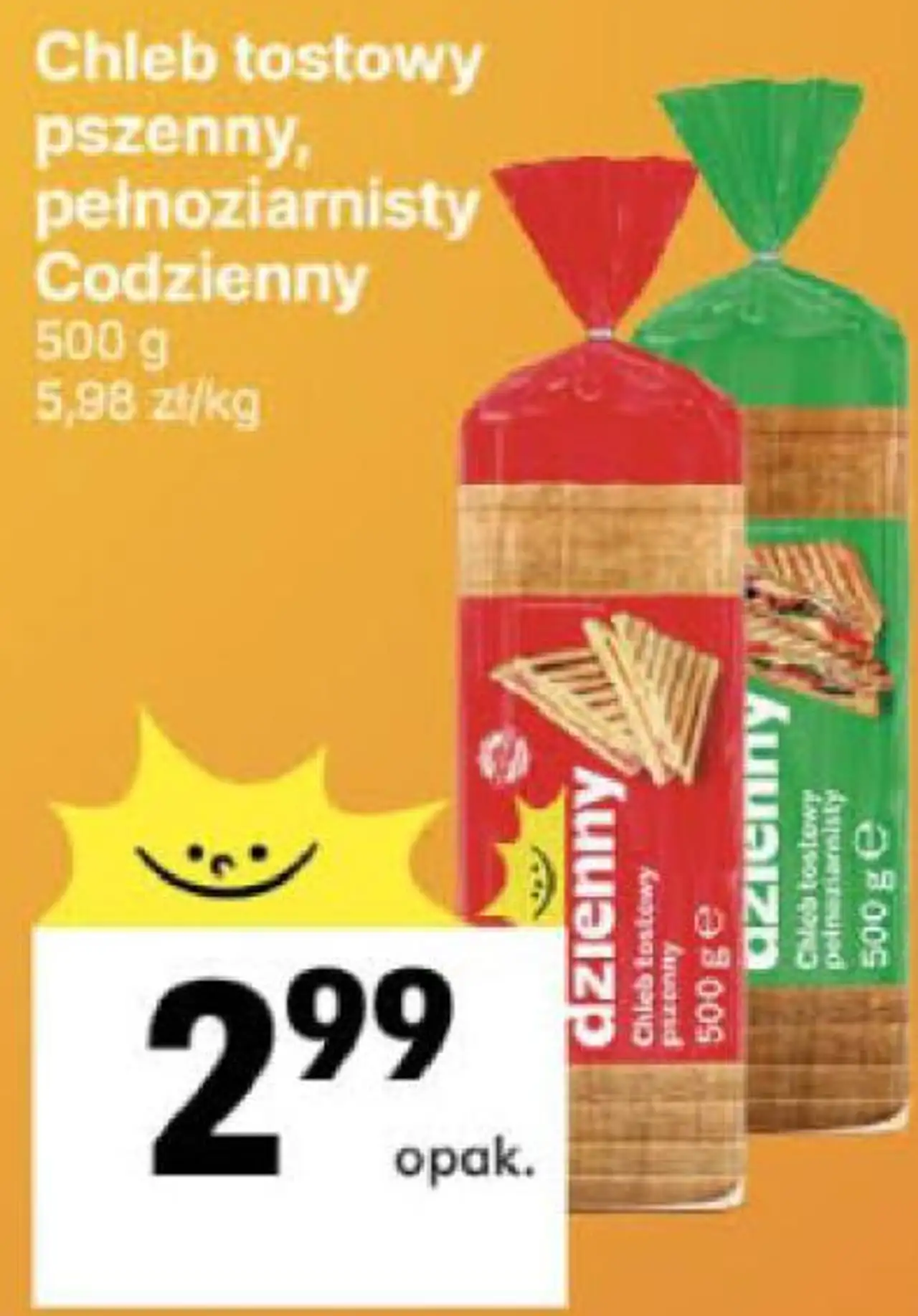 Chleb tostowy pszenny, pełnoziarnisty Codzienny