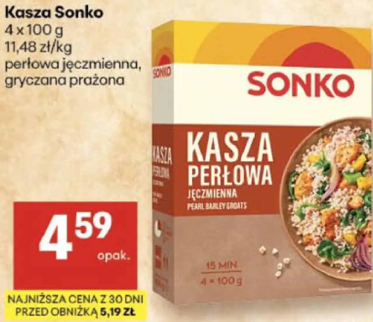 Kasza Sonko perłowa jęczmienna, gryczana prażona