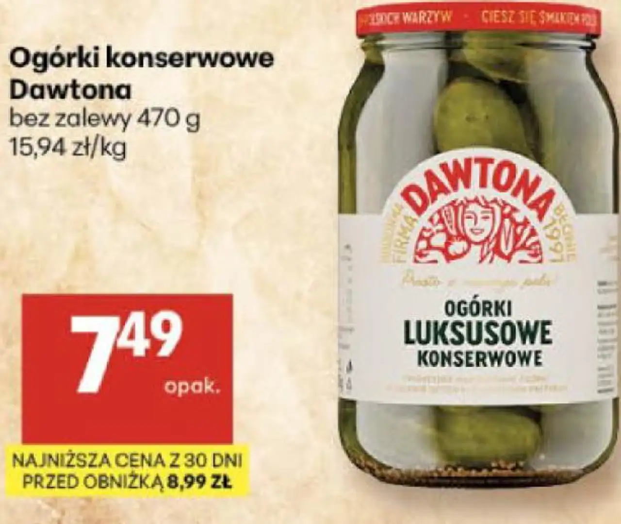 Ogórki konserwowe Dawtona bez zalewy